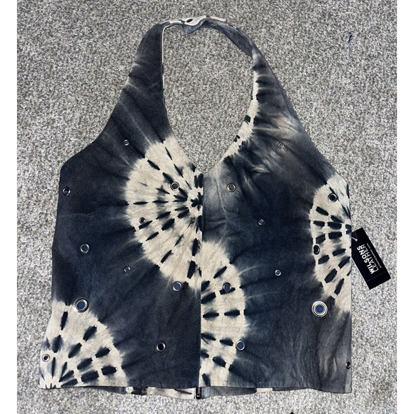 VINTAGE Wilsons Leather Maxima Womens Suede Leather Halter Top Tie Dye Rivets XL - Picture 3 of 8